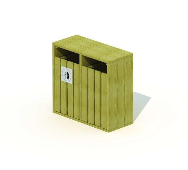Poubelle urbaine double en bois | Distri Buggy