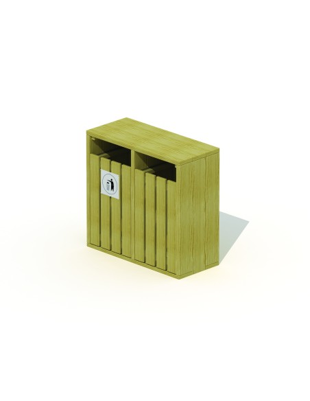 Poubelle urbaine double en bois | Distri Buggy