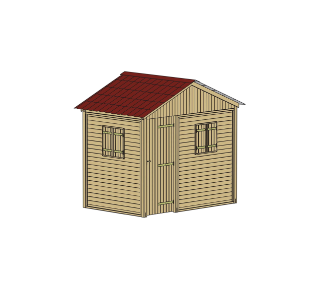 Abri de jardin Élise toiture couleur terre cuite, Pin 2 m | Distri Buggy
