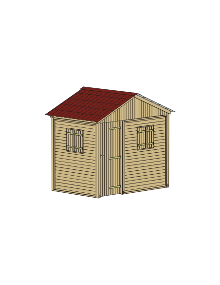 Abri de jardin Élise toiture couleur terre cuite, Pin 2 m | Distri Buggy