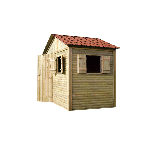 Abri de jardin Élise toiture couleur terre cuite, Pin 2 m | Distri Buggy 2