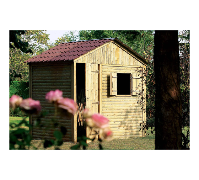 Abri de jardin Élise toiture couleur terre cuite, Pin 2 m | Distri Buggy