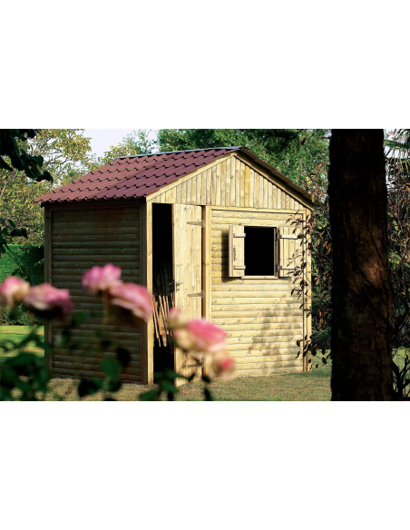 Abri de jardin Élise toiture couleur terre cuite, Pin 2 m | Distri Buggy