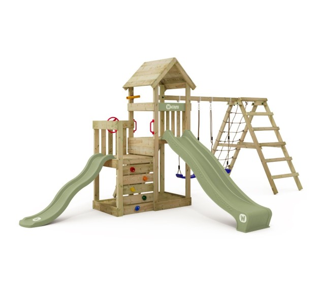 Aire de jeux Wickey SkyFlyer avec 2 toboggans et module d'escalade