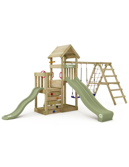 Aire de jeux Wickey SkyFlyer avec 2 toboggans et module d'escalade
