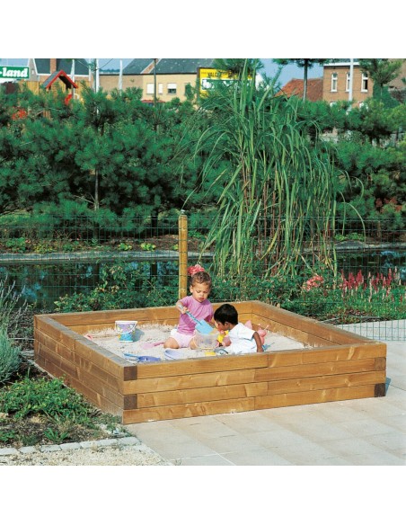 Bac à sable en poutres en bois 150 x 150 cm | Distri Buggy