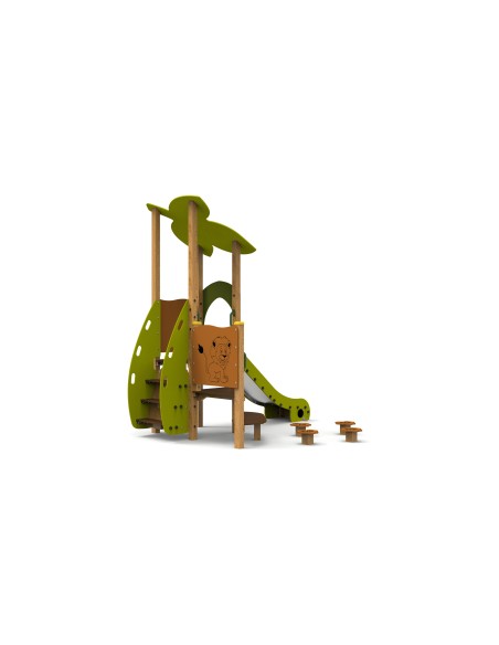 Aire de jeux en bois La Forêt avec toboggan