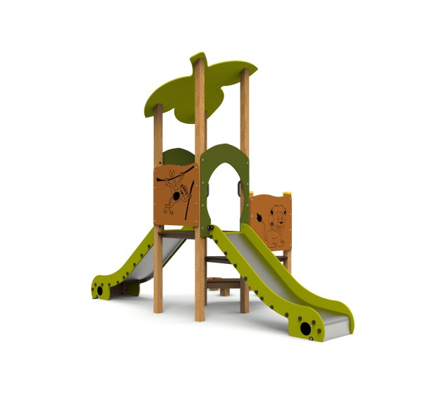 Aire de jeux La Forêt 4 avec 2 toboggans | Distri Buggy