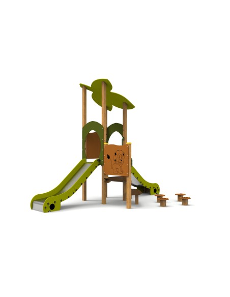 Aire de jeux La Forêt 4 avec 2 toboggans | Distri Buggy