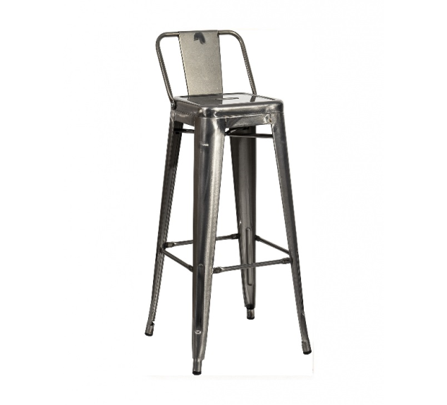 Tabouret haut avec dossier acier brossé DOLIX | Distri Buggy