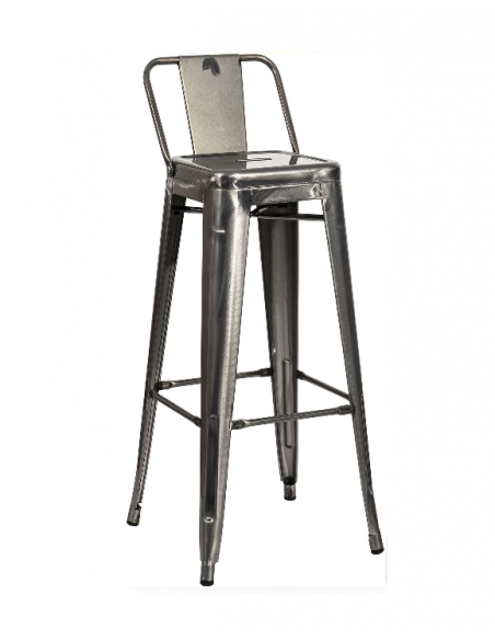 Tabouret haut avec dossier acier brossé DOLIX | Distri Buggy