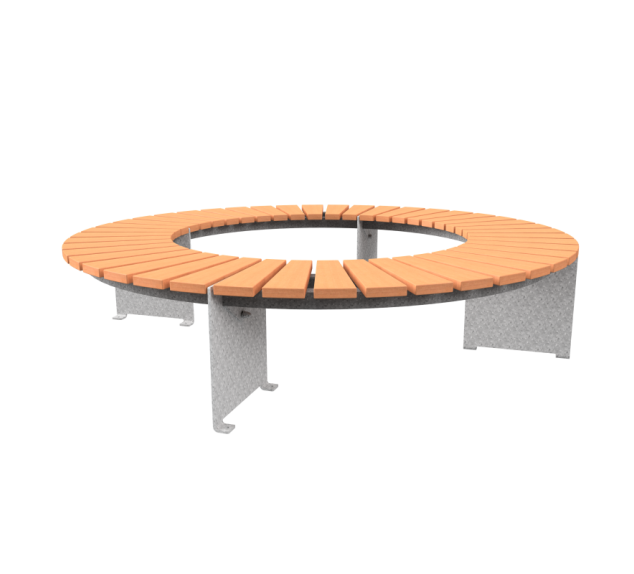 Banc circulaire en bois dur et piètement métal 3 M | Distri Buggy