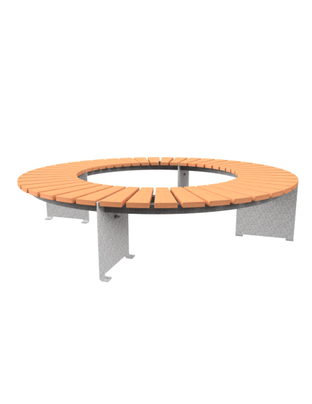 Banc circulaire en bois dur et piètement métal 3 M | Distri Buggy