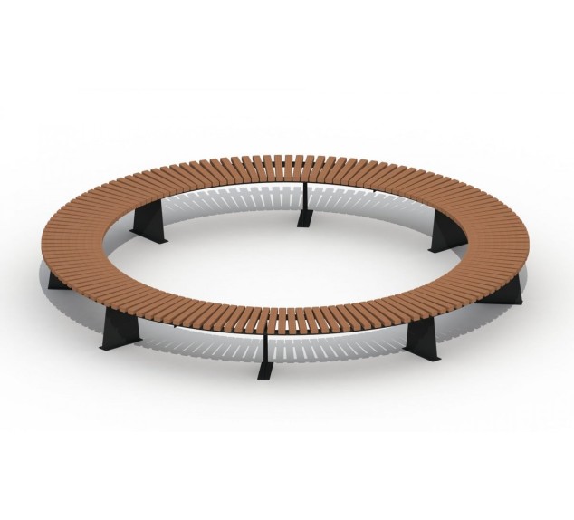 Banc circulaire en bois dur et piètement métal 3 M | Distri Buggy 2
